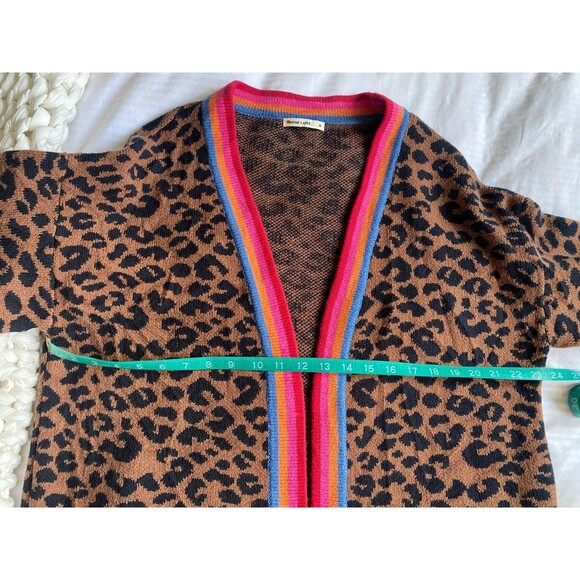 Marine Layer Martha Long Knit Leopard Sweater Coat Cardigan Duster Cotton Wool M - Picture 10 of 10